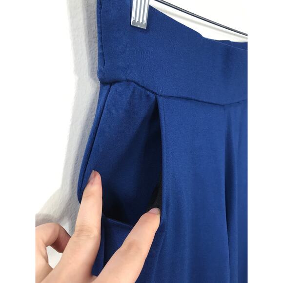 Sara Campbell Womens Blue Flare Wide Leg Pants Stretch Waist Simple Professional - Picture 3 of 10